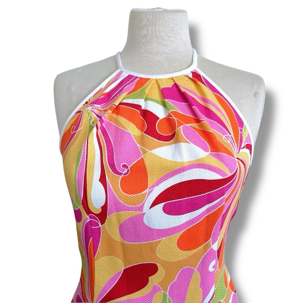 Vintage 90s Laundry Shelli Segal Womens Dress Sz 6 Pink Groovy Sheath Retro 60s - Picture 4 of 10